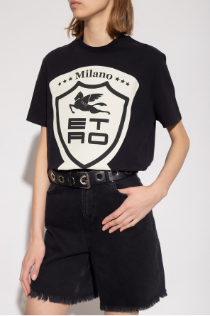 Tシャツ・カットソー ETRO Logo T-shirt Etro - Logo-Embroidered Cotton T-Shirt - Blue Etro